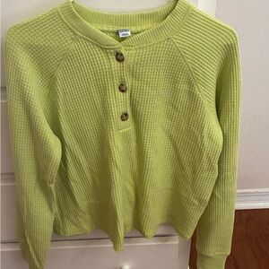 Old Navy Bright Green Waffle Knit Cardigan
